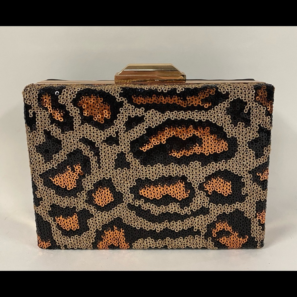 NWT Leopard Print Sequin Clutch